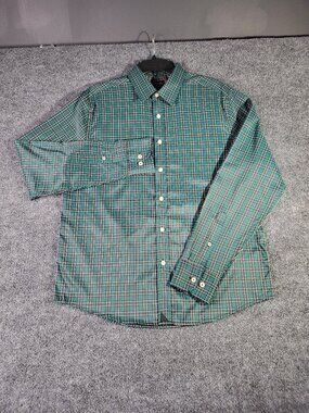 Untuckit Mens Shirt Size Medium Green Gingham Button Up Long Sleeve